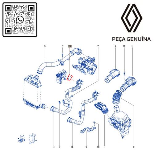 RN 52865R 144652865R ANEL DE VEDACAO DA MANGUEIRA SAIDA INTERCOOLER 1.3 16V H5H CAPDUSORO 3